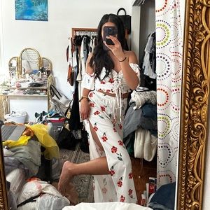 2-piece floral off shoulder set